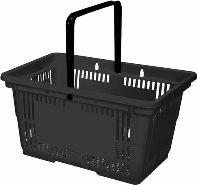Winkelmandje 28 liter - zwart - 1 handgreep - 10 stuks