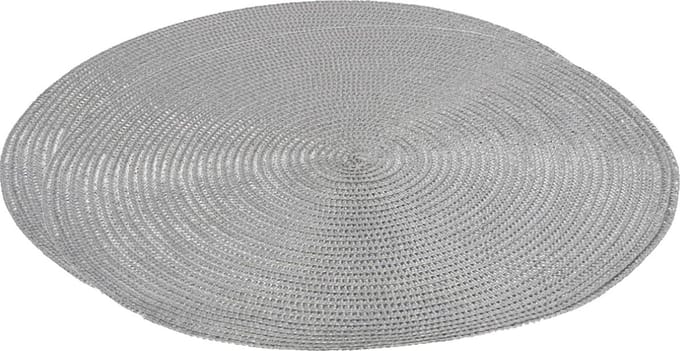 Gerimport Placemat - 2x stuks - metallic zilver - 38 cm - rond - geverfd jute - onderlegger - kerstdiner
