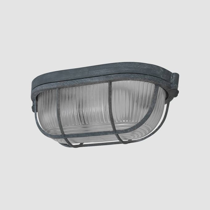 Steinhauer Plafondlamp Lisanne, grijs, ovaal, metaal, glas, E27