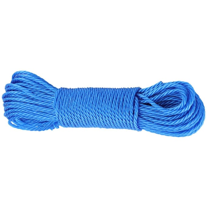 Corde en nylon de 20 m pour corde à linge, jardin, camping, extérieur (Bleu) bleu