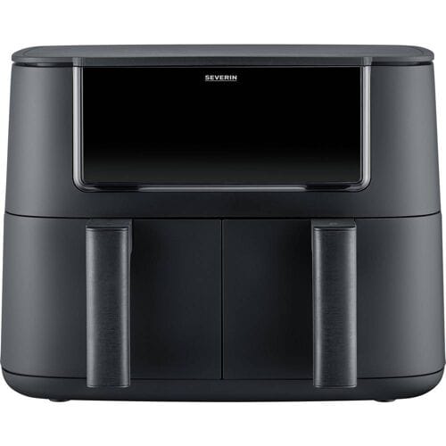 Severin FR 2463 Black Line Dual - Dubbele airfryer - Hetelucht friteuse - Touchscreen - 2x 4 liter - 11 Automatische programma's - Sync cook & finish – Zwart