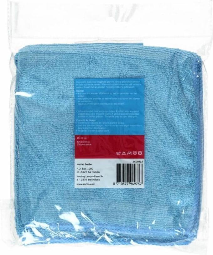 Sorbo Microvezeldoekjes Uni Blauw 35x35 cm 2 stuks