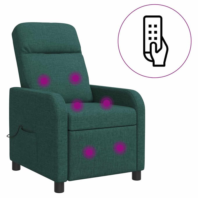 vidaXL - Massage - Relaxstoel - Donkergroen - Stof
