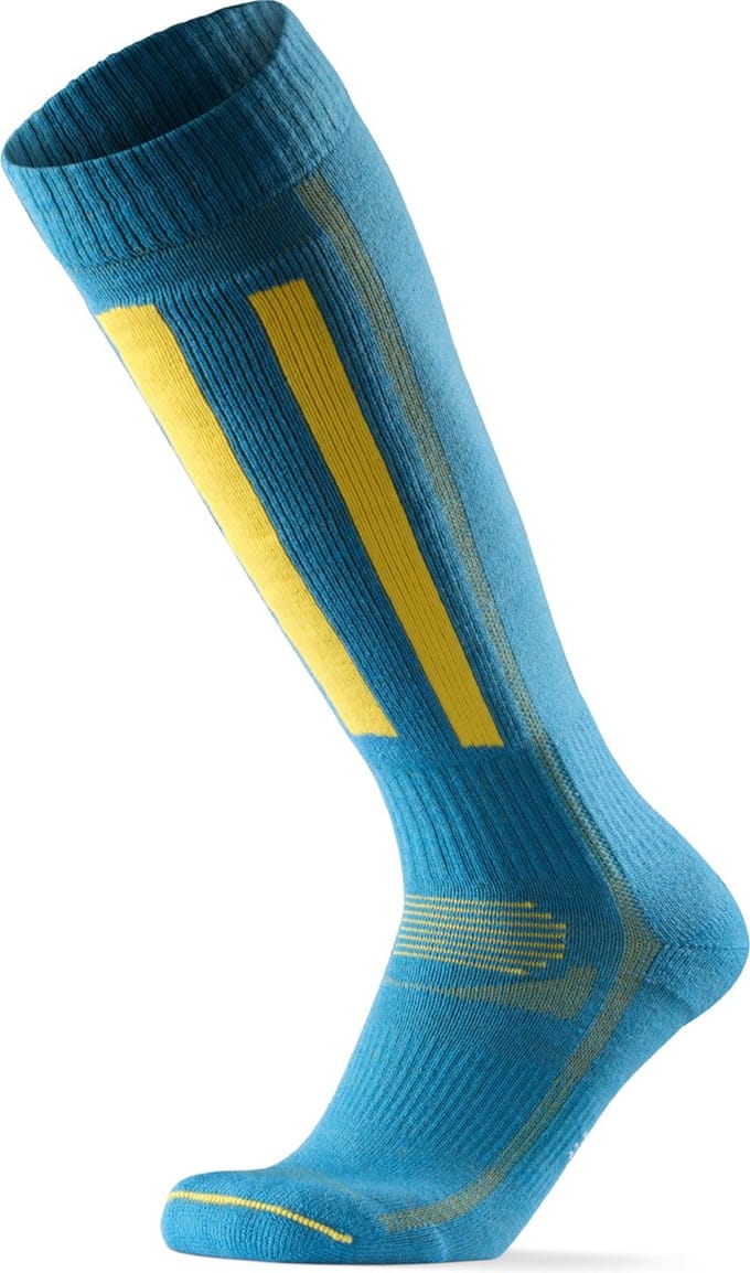 DANISH ENDURANCE Skisokken - van Merino Wol - Blauw/Neongeel - Maat 43-47