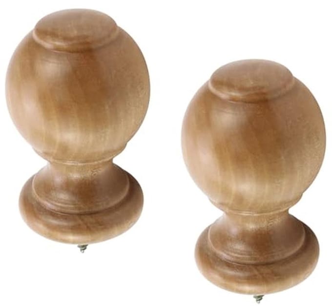 Houten gordijnroede eindkapjes set van 2 - natuurkleur