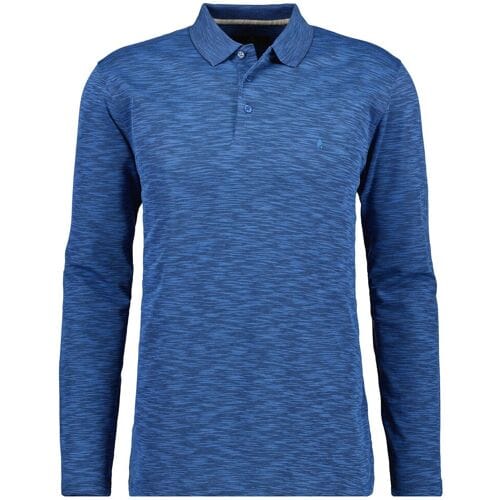 Ragman Polo Soft Knit Flame Design Long Sleeve Blue Melange / male
