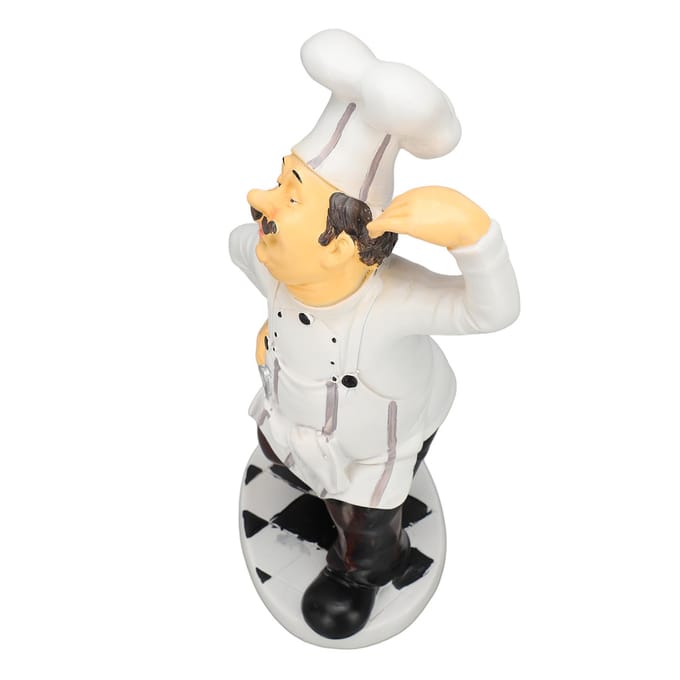 Franse Kok Figuur 30x14x11cm Hars Grappig Kok Sculptuur Keuken Restaurant Decor white