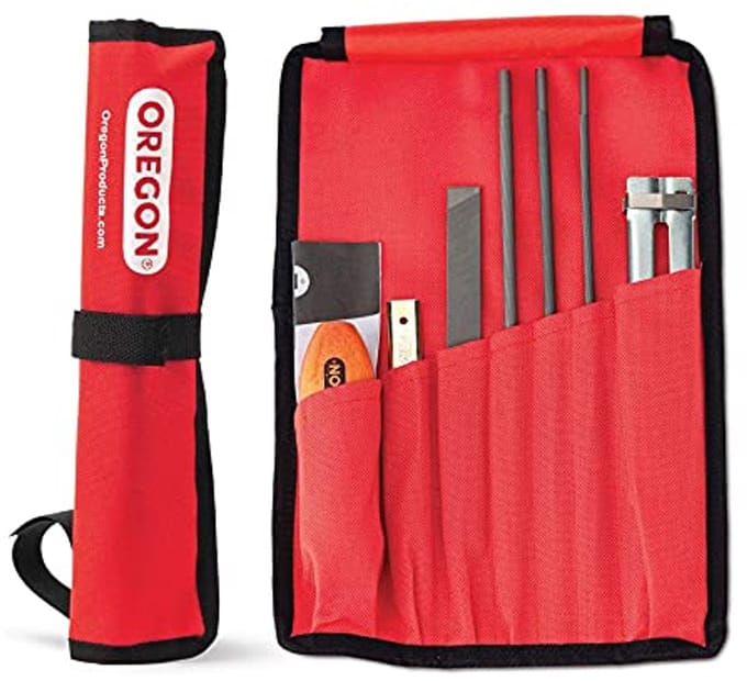 Oregon Universal Chainsaw Field Grinding Kit - Includes 5/32", 3/16" and 7/32" Round Files, Flat File, Handle, File Guide and Pouch