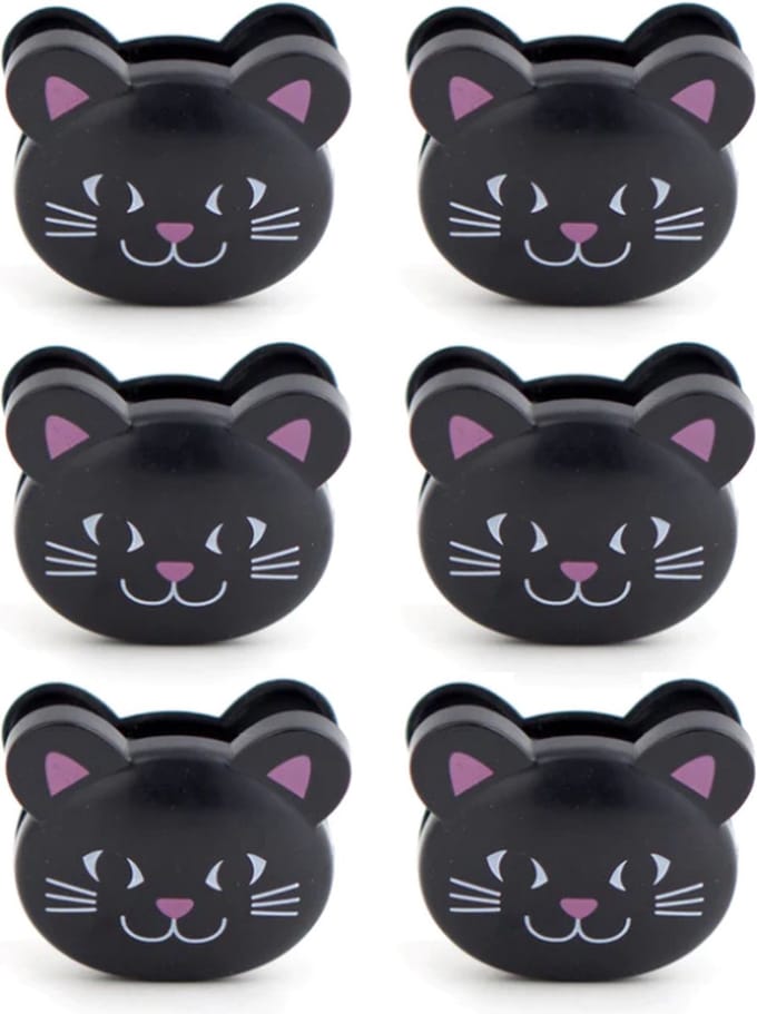 Kat Bag Clips (set Van 6) - Zwart van Kikkerland