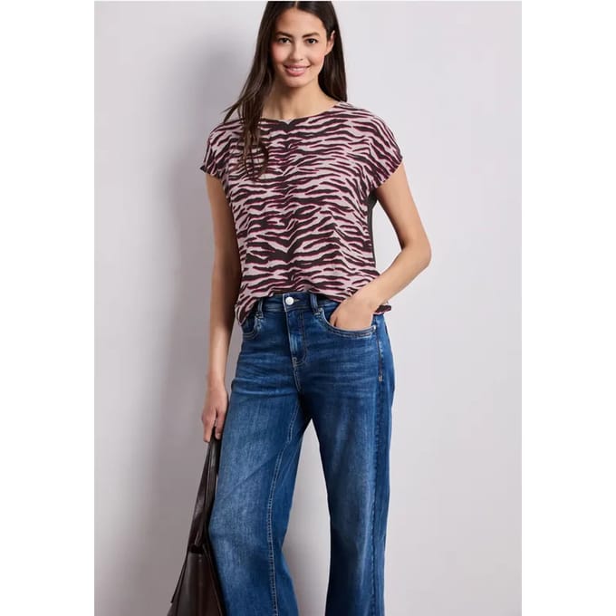 Shirt met hangende schouder en print