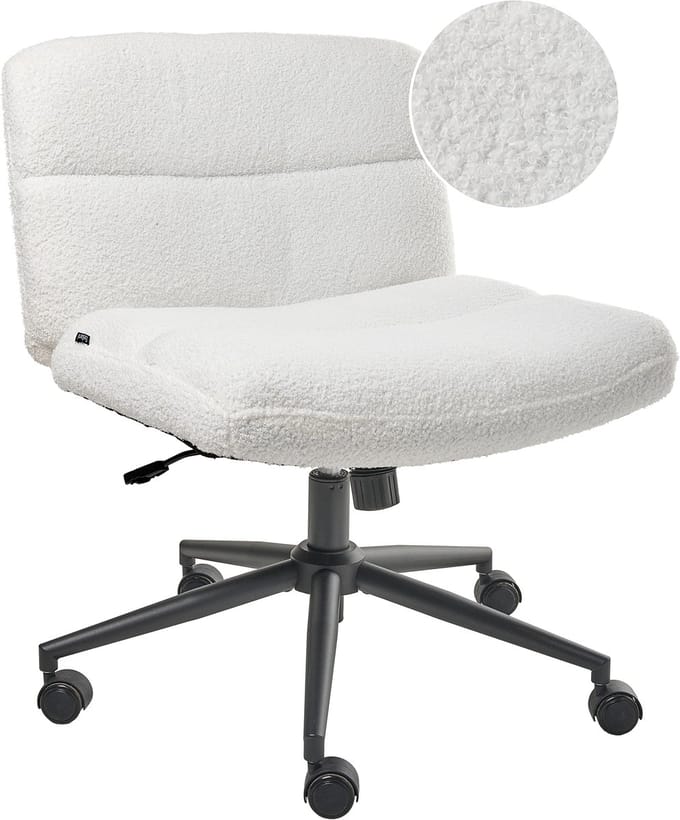 CATLIN - Bureaustoel - Wit - Bouclé