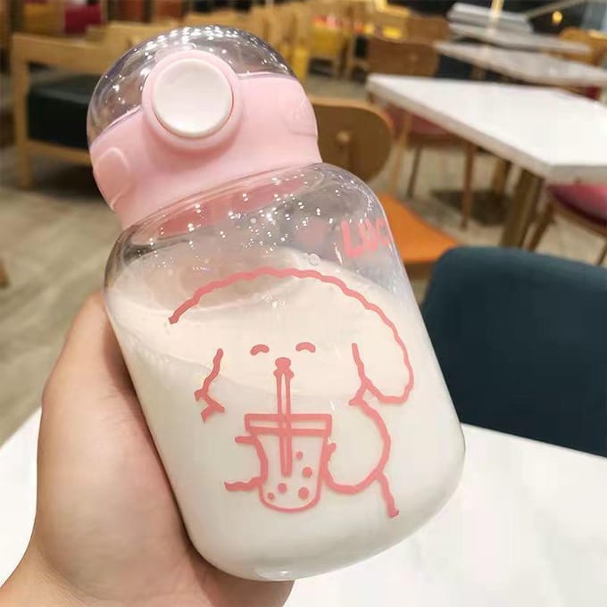 Waterfles 600ml Plastic Rietje Waterbeker Hoge Temperatuur en Valbestendig Draagbare Waterfles groen