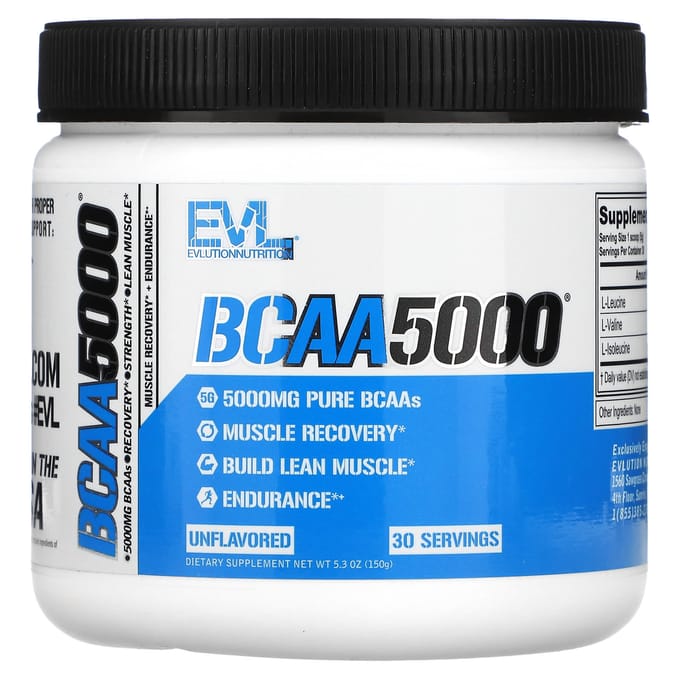 EVLution Nutrition, BCAA5000, Sans Arôme, 5 000 mg, 5,3 oz (150 g)