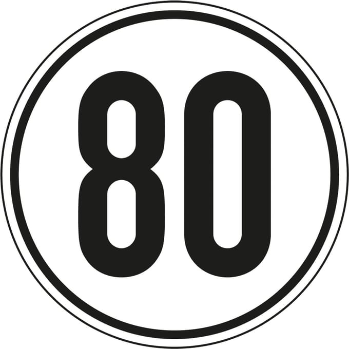 Tempo 80 km sticker 100 mm