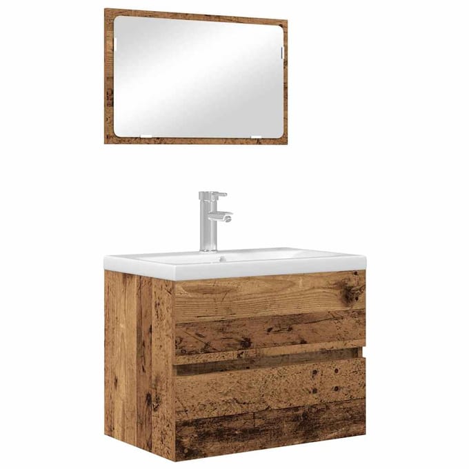 vidaXL - Badkamermeubel - Set - 2 - st - Oud - Hout - 57 - x - 37 - x - 45 - cm