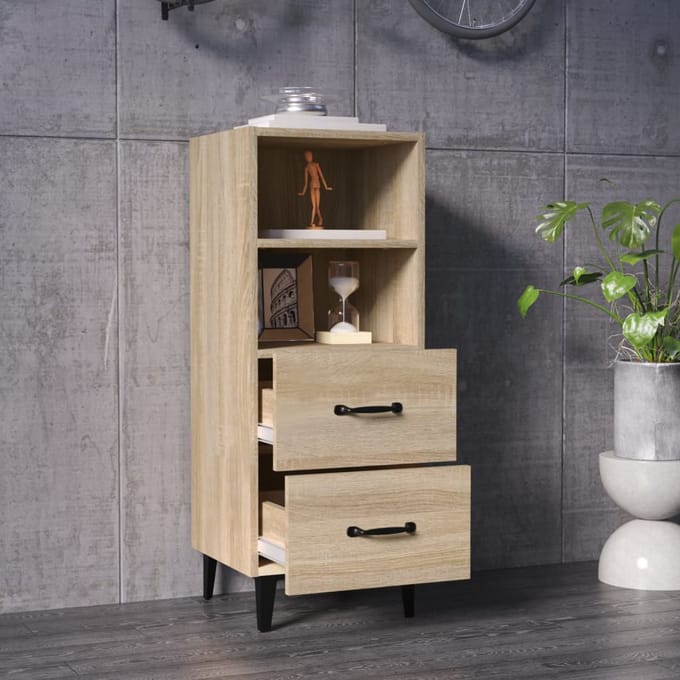 vidaXL - Dressoir - 34,5x34x90 - cm - bewerkt - hout - sonoma - eikenkleurig