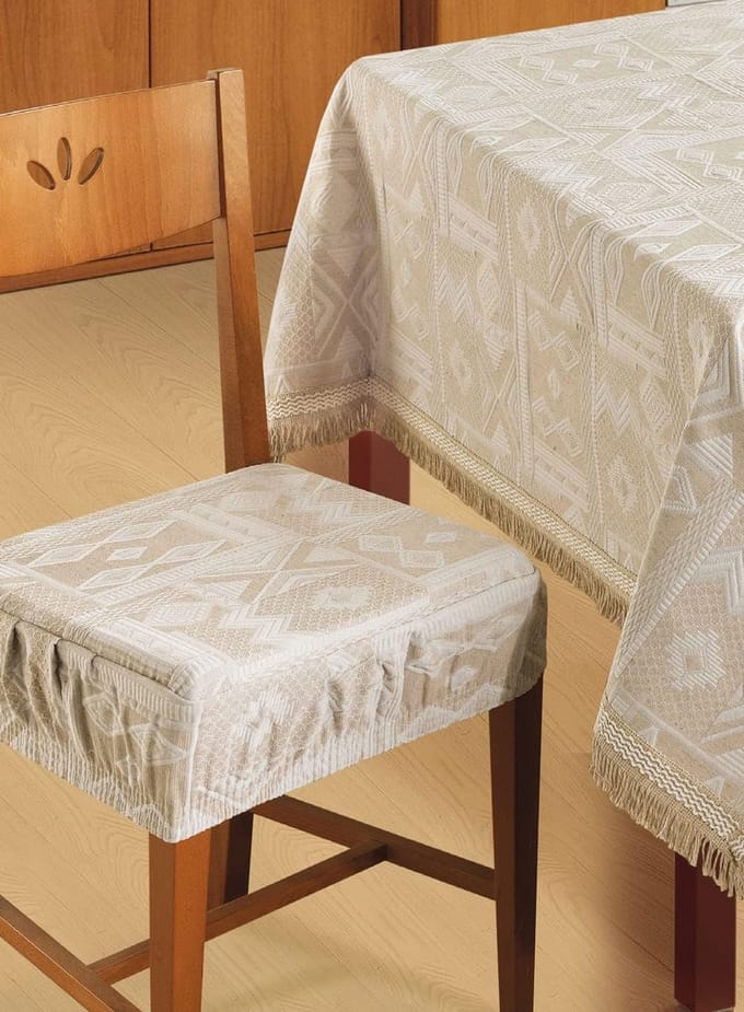 Set Stoelkussens met Elastische Band Jacquard 40x40cm - Natuur
