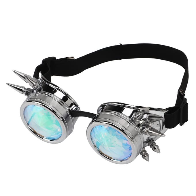 Steampunk Bril Retro PC ABS met Elastische Band Kaleidoscoop Rave Bril voor Feest Glans Zilver gray