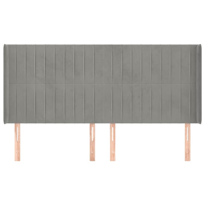 vidaXL - Hoofdbord - met - randen - 203x16x118/128 - cm - fluweel - lichtgrijs