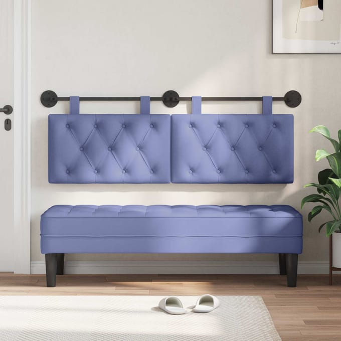 vidaXL - Hangend - hoofdbord - Jeans - Blauw - Stof