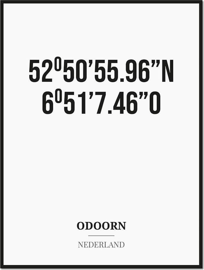 Poster/kaart ODOORN met coördinaten