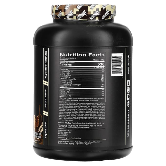Redcon1, MRE, Eiwit uit Volwaardige Voeding, Havermout Chocolade Chip, 7,16 lb (3,250 g)