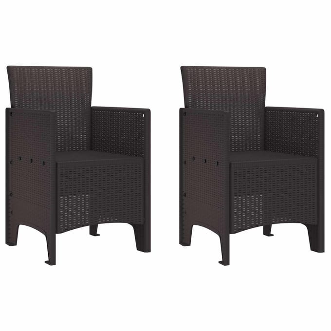 vidaXL Tuinstoel met kussen 2 pcs Bruin 53 x 49 x 85 cm Polypropyleen
