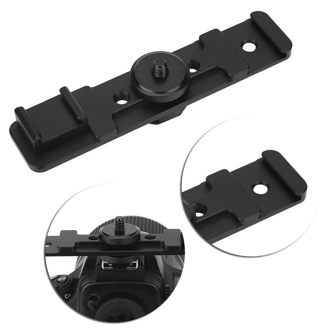 Support de montage pour barre d'extension à double griffe pour appareil photo, accessoire pour microphone d'appoint black