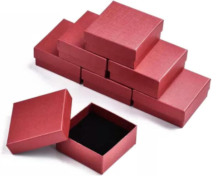 Sieradendoosjes Set - Cadeauverpakking - Sieraden Presenteren - Brandwerende Stenen - 7.3 x 7.3 cm - Baksteen Rood