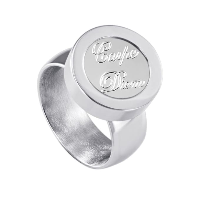 RVS Schroefsysteem Ring Zilverkleurig Glans 19mm met Verwisselbare Carpe Diem 12mm Mini Munt