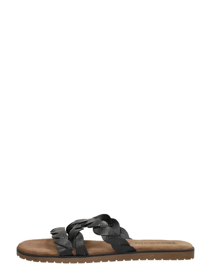 Lazamani - Eden Leren Dames Slippers Black - Maat 37