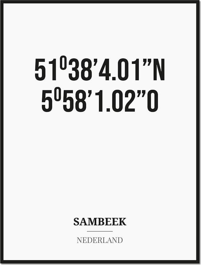 Poster/kaart SAMBEEK met coördinaten