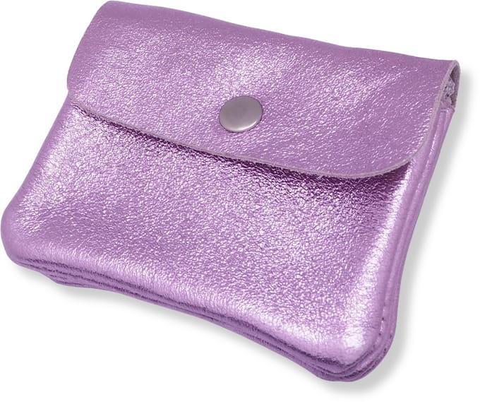 Bijoutheek Portemonnee Leer Italiaans Metallic Lila