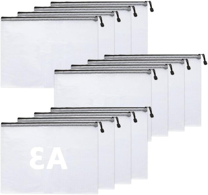 Waterdichte A3 documentfolder met rits, ideaal voor papieren, bonnetjes en kantoorbenodigdheden, ruime documentcompartimenten