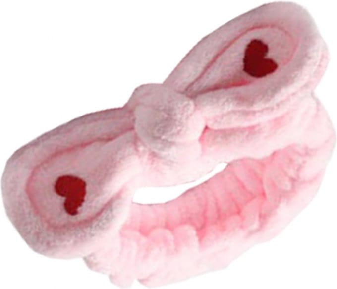 Make-up haarband - Cosmetische haarband - Roze met hartjes