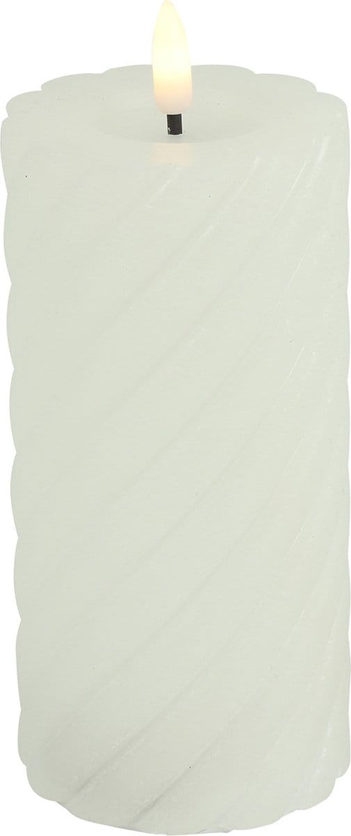 Countryfield Luxe LED kaars/stompkaars - wit - D7,5 x H15 cm - timer - twirly