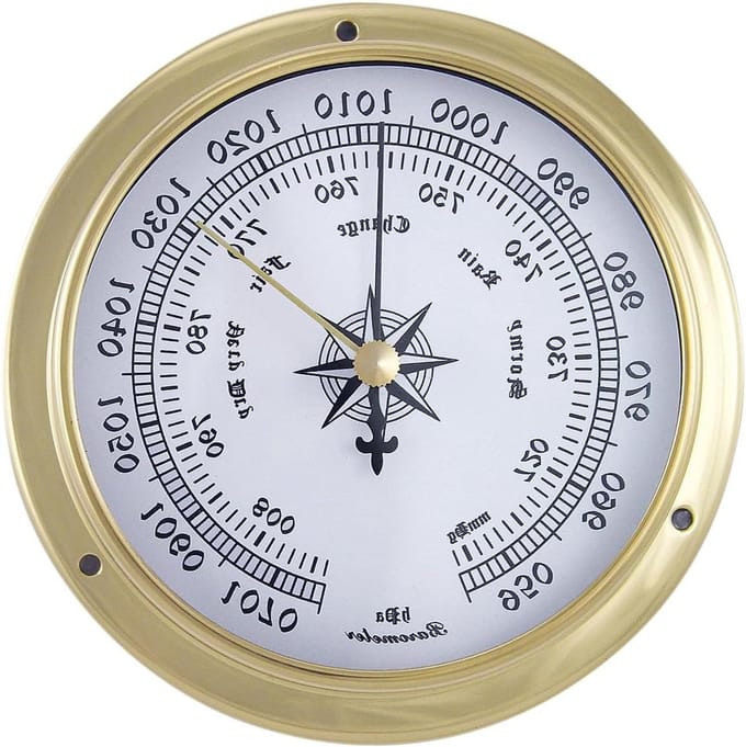 Barometer - Weerstation - Decoratie - Maritiem design - 11 cm - Brons