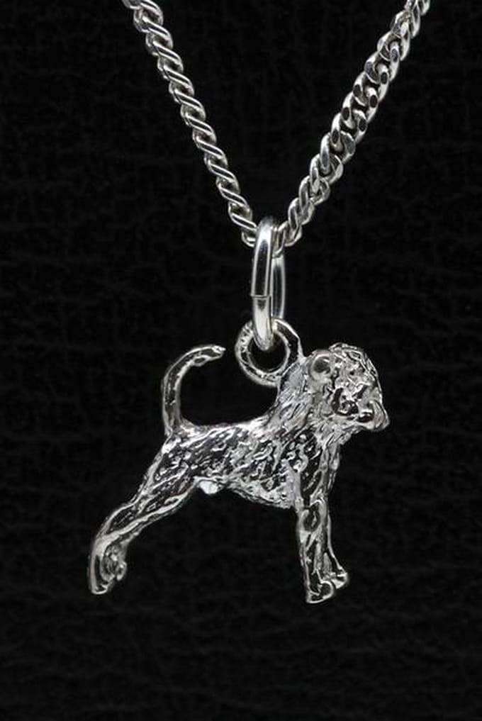 Zilveren Brusselse smoushondje met staart ketting hanger - klein