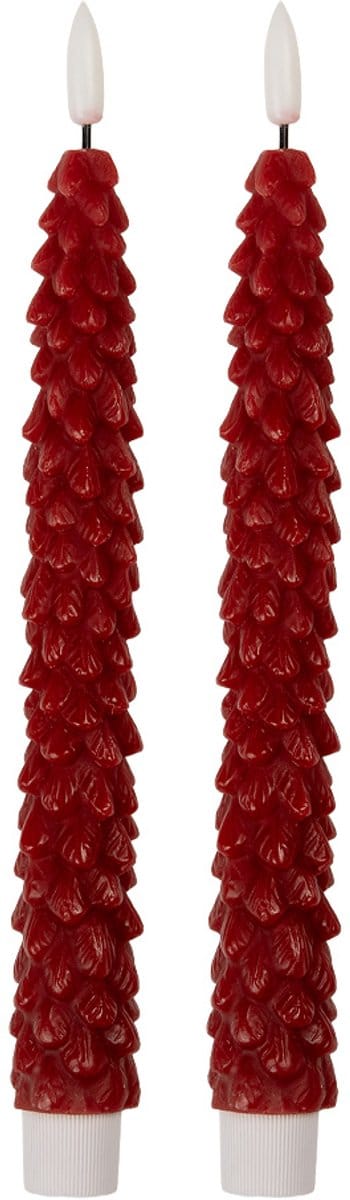 Clayre & Eef LED Dinerkaarsen set van 2 Ø 3x25 cm Rood Wax