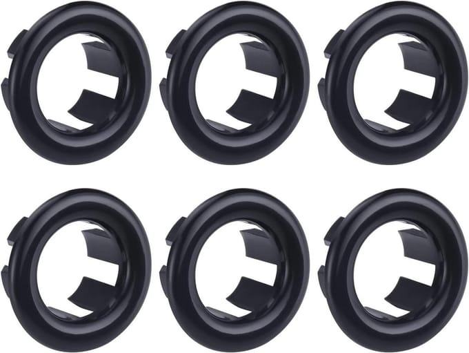 Wastafel Overloop Ringen - Afdekking Gaten - Voorkom Waterlekkage - Verchroomd ABS Plastic - 6 Stuks - Zwart