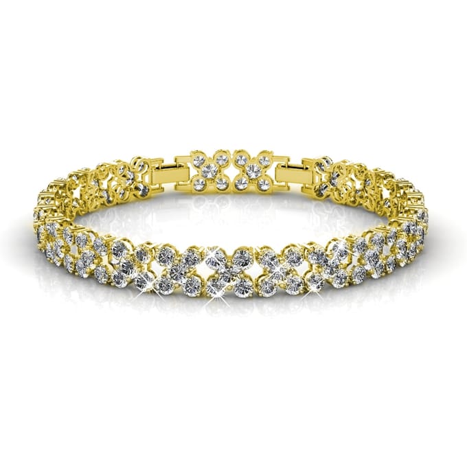 Bloemige armbanden - Goud en kristal