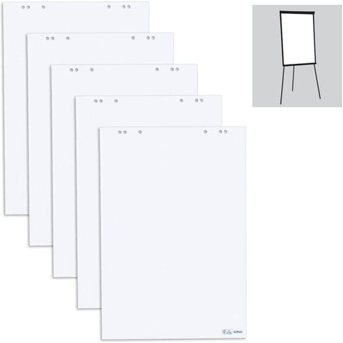 Herlitz flip-overblok, blanco, 6-voudig geperforeerd, B 650 x H 980 mm, papier, wit, 5 stuks van elk 20 vellen