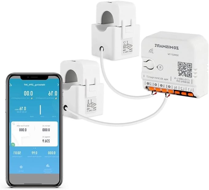 Slimme Energiemonitor - Stroommeter App - Energieverbruik Meten - Bidirectionele Tracking - 2x 120A CT's - Wit
