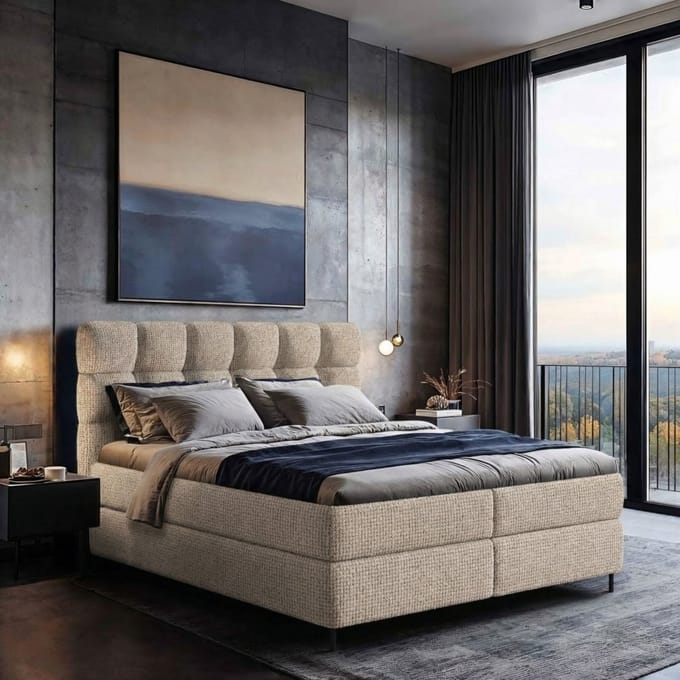 Mörgenn Boxspring Curve - pocketvering - Beige 2 - 180x200