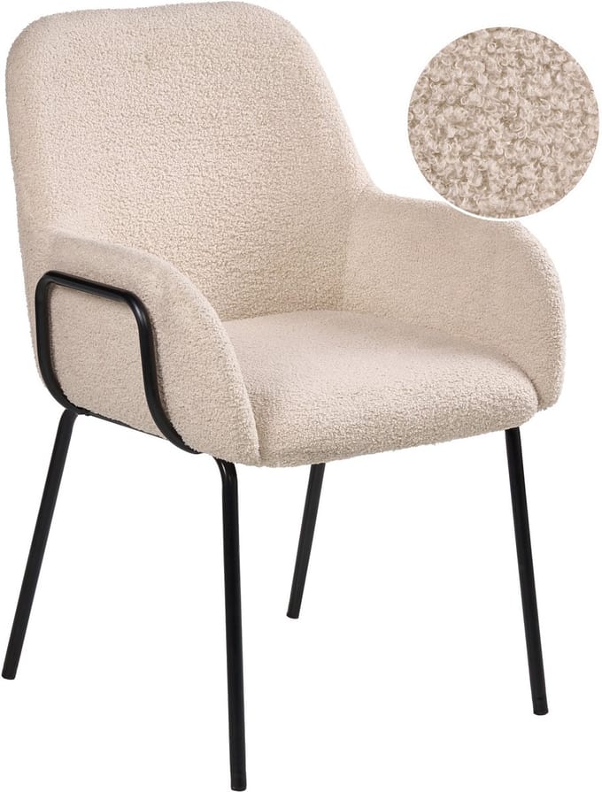 ALGONA - Eetkamerstoel - Lichtbeige - Bouclé