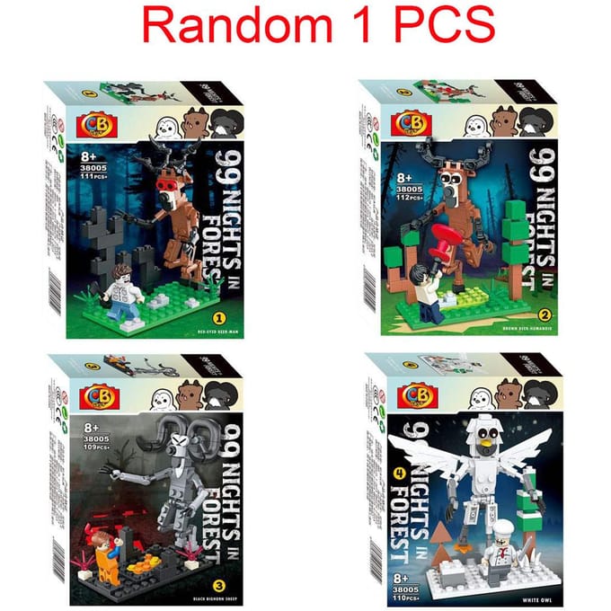 Nouveau set de blocs de construction '99 Nuits dans la Forêt' Cerf Jouets d'assemblage Cadeau d'Halloween black