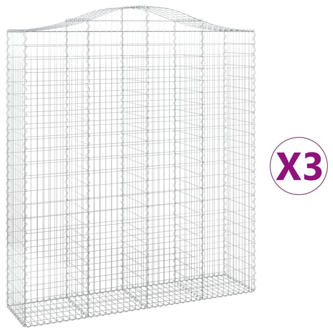 vidaXL - Schanskorven - 3 - st - gewelfd - 200x50x220/240 - cm - ijzer