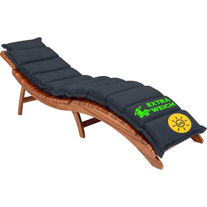 Detex Ligbedkussen - Afneembare Kussen - 183x56x7cm Antraciet