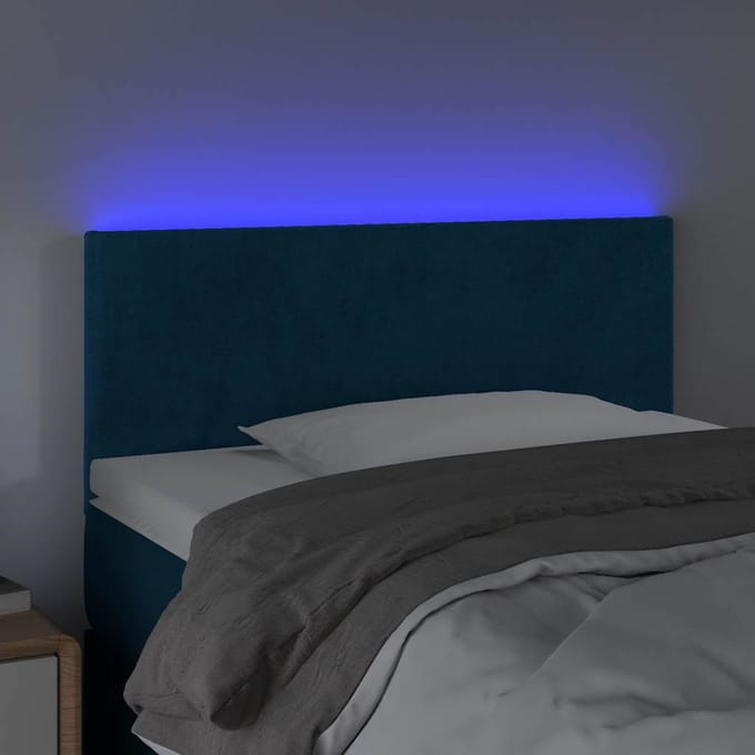 vidaXL - Hoofdbord - LED - 100x5x78/88 - cm - fluweel - donkerblauw
