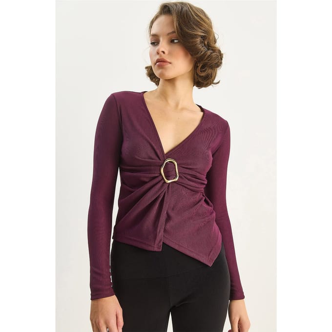 Dubbelgeknoopte Blouse met Accessoire-detail